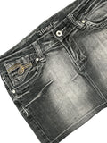 Grey Washed Vintage Denim Skirt with Rhinestone Detail (M)