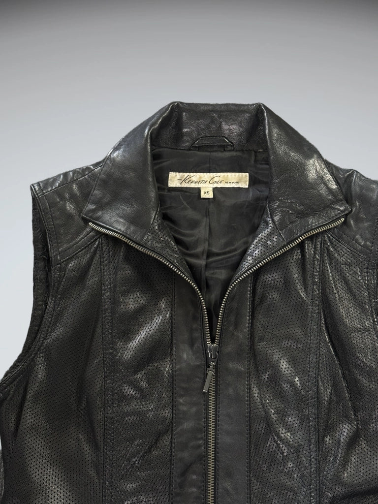 Kenneth Cole Black Genuine Leather Vest Women (XS)