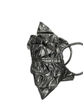 Black Shiny Ruched Round Tote (ONESIZE)