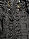 Black Military-Inspired Halter Dress Top with Gold Button Detail (S)