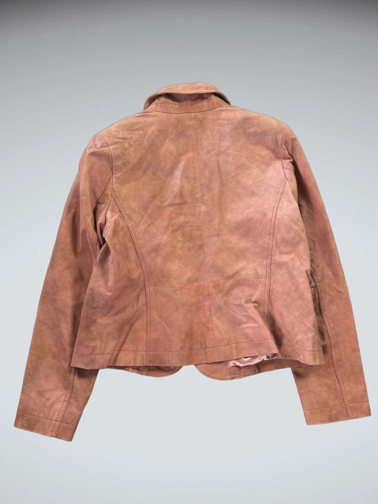 Vintage Pink Genuine Leather Coat Women (M)