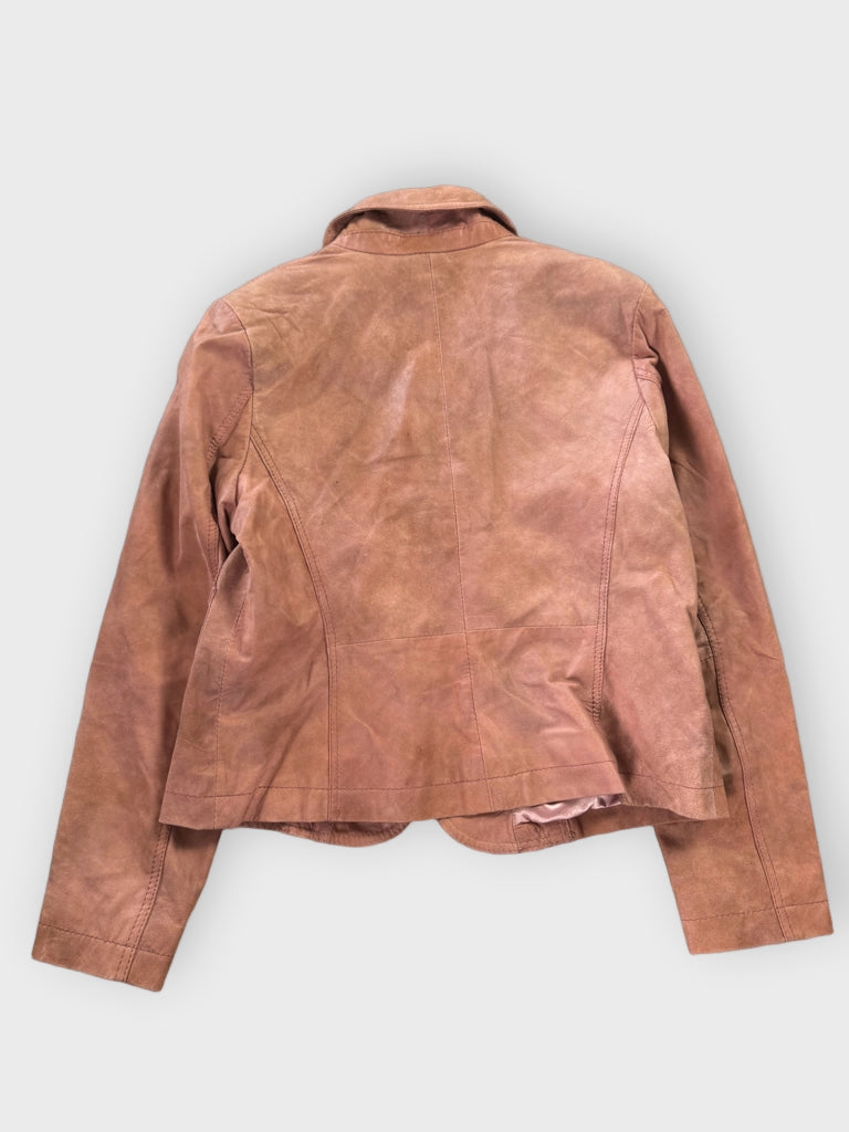 Vintage Pink Genuine Leather Coat Women (M)