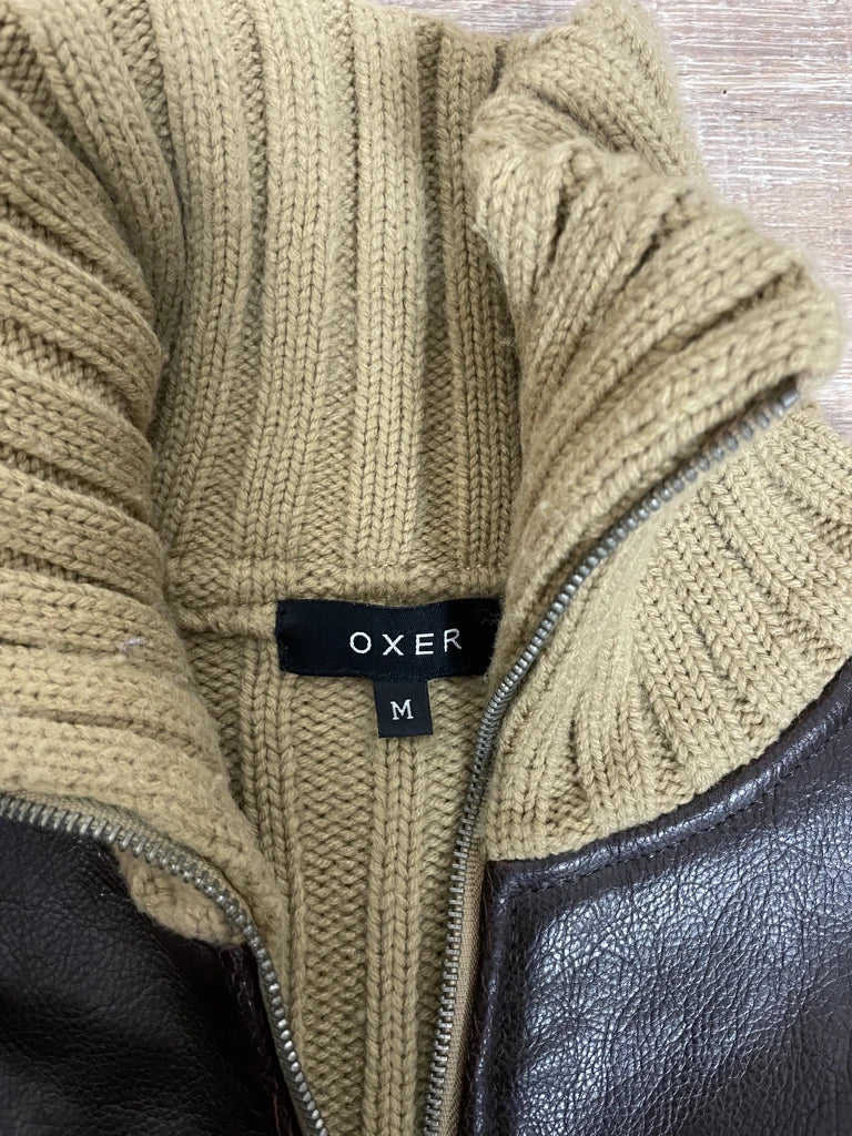 Leather jacket with fabric