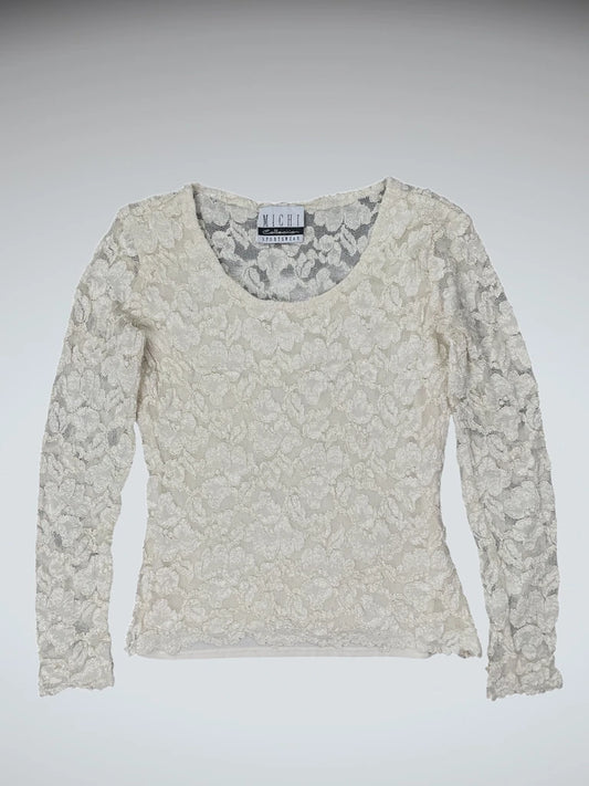 Michi Collection White Elegant Blouse Top (M)