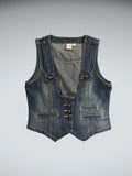 BCIH Buttoned Blue Denim Vest Women (M)