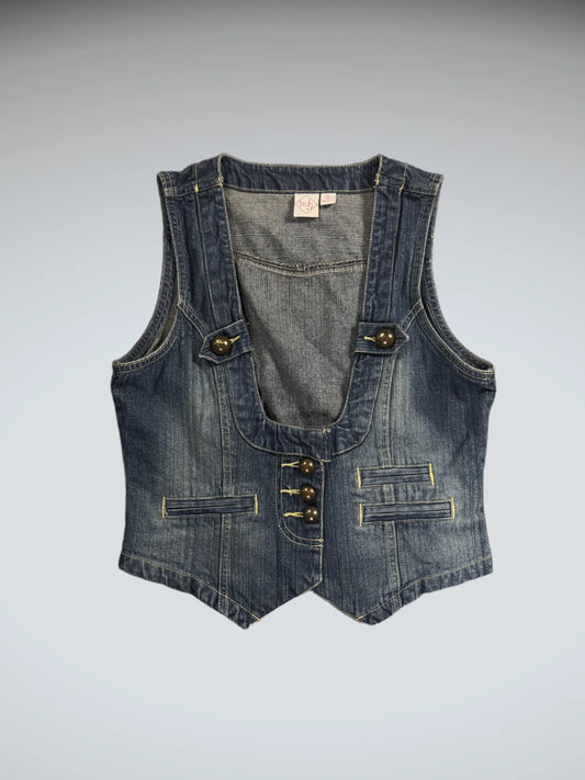 BCIH Buttoned Blue Denim Vest Women (M)