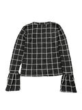 Black and White Checkered Bell Sleeve Top (S)