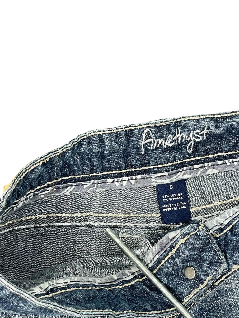 Amethyst Jeans Frayed Hem Vintage Denim Hotpants (L)