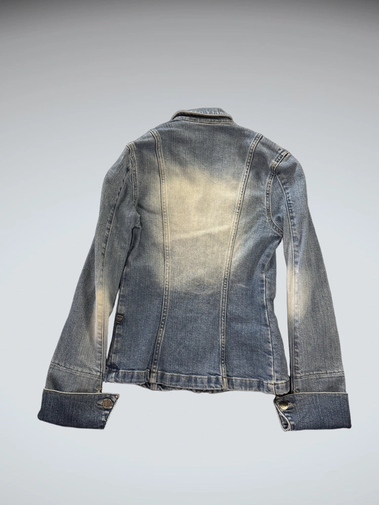 Fitted Blue Denim Zip Jacket Women (S)