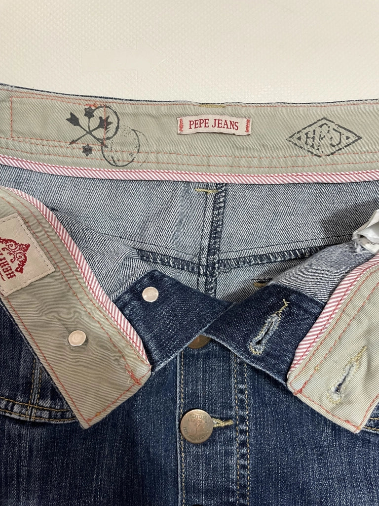 Vintage Dark Wash Denim A-Line Button Skirt Pepe Jeans (M)