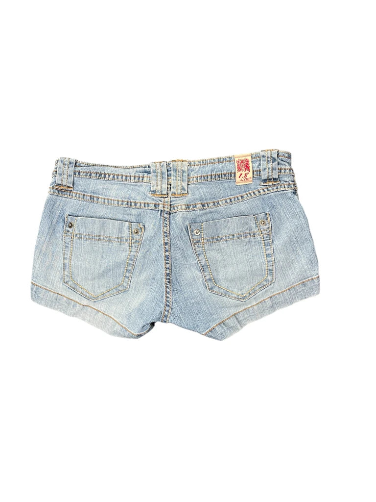 washed denim hotpants (S)