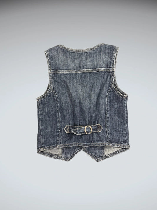 Cherokee Fitted Blue Denim Vest Women (S)