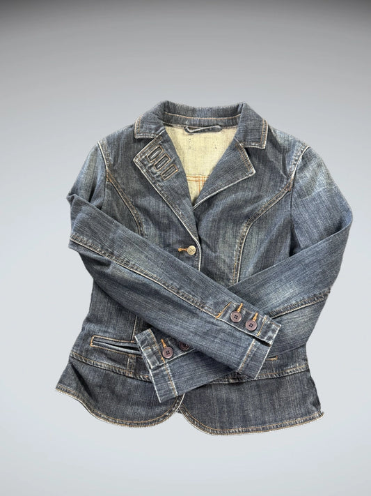 Dark Wash Denim Blazer Jacket Women (M)