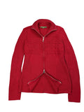 Red Ribbed Knit Sweater with Subtle Pattern (M)