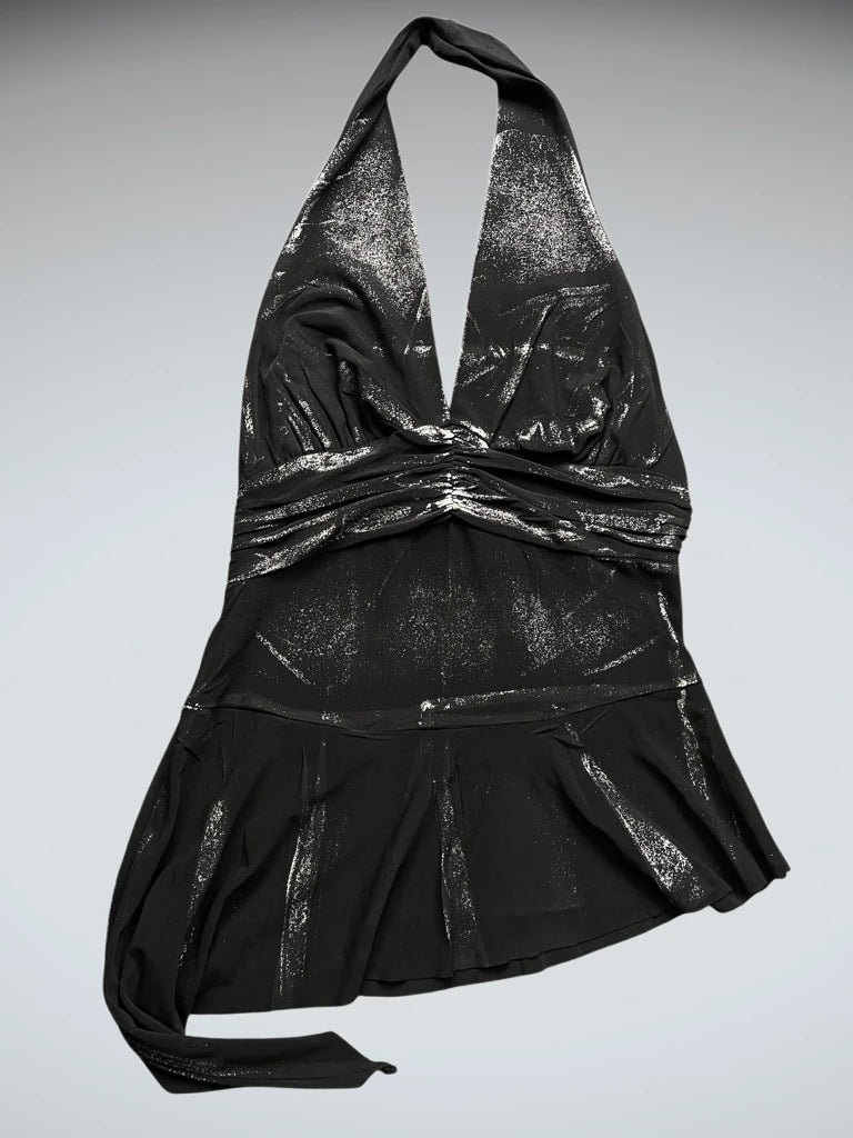 Black Striped Metallic Knit Tank Top (M)