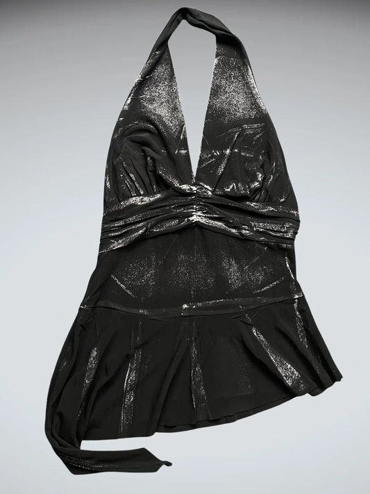Black Striped Metallic Knit Tank Top (M)