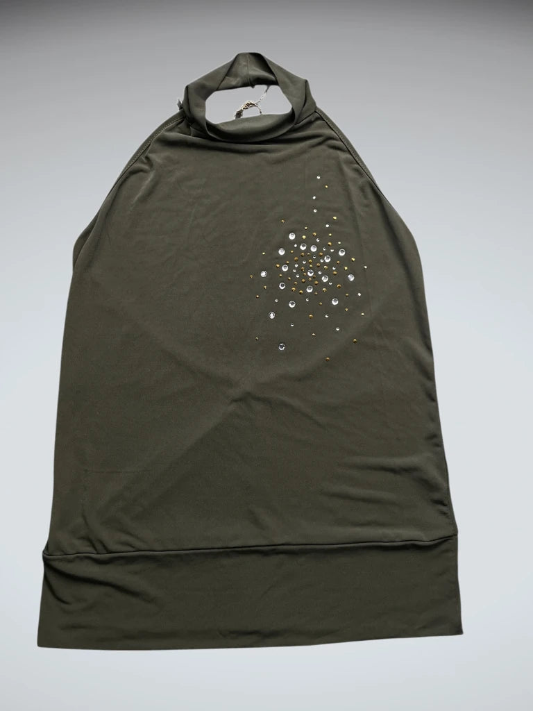 Green Backless Halter Top with Shiny Details (S)