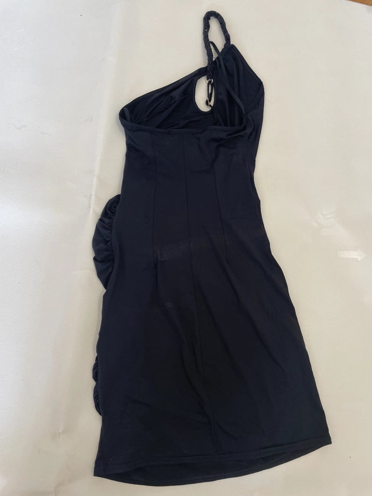 Black One Shoulder Cutout Mini Dress (S)