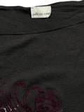 Black Floral Chest Print Asymmetric Top (S)