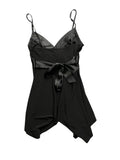 Black Satin Bow Detail Top (S)