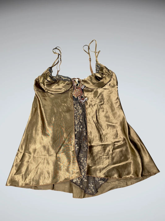 Golden Brown Satin Lace Camisole (S)