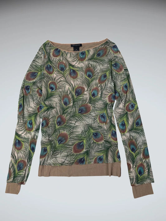 The Limited green peacock feather longsleeve (M)