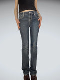 LA Idol Rhinestone Bootcut Denim Vintage Blue (M)
