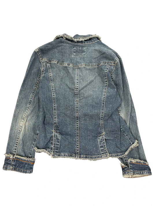 Live a Lill Frayed Hem Denim Blazer Jacket (L)
