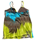 Grey asymmetric fairy style top with flower appliqué (M)