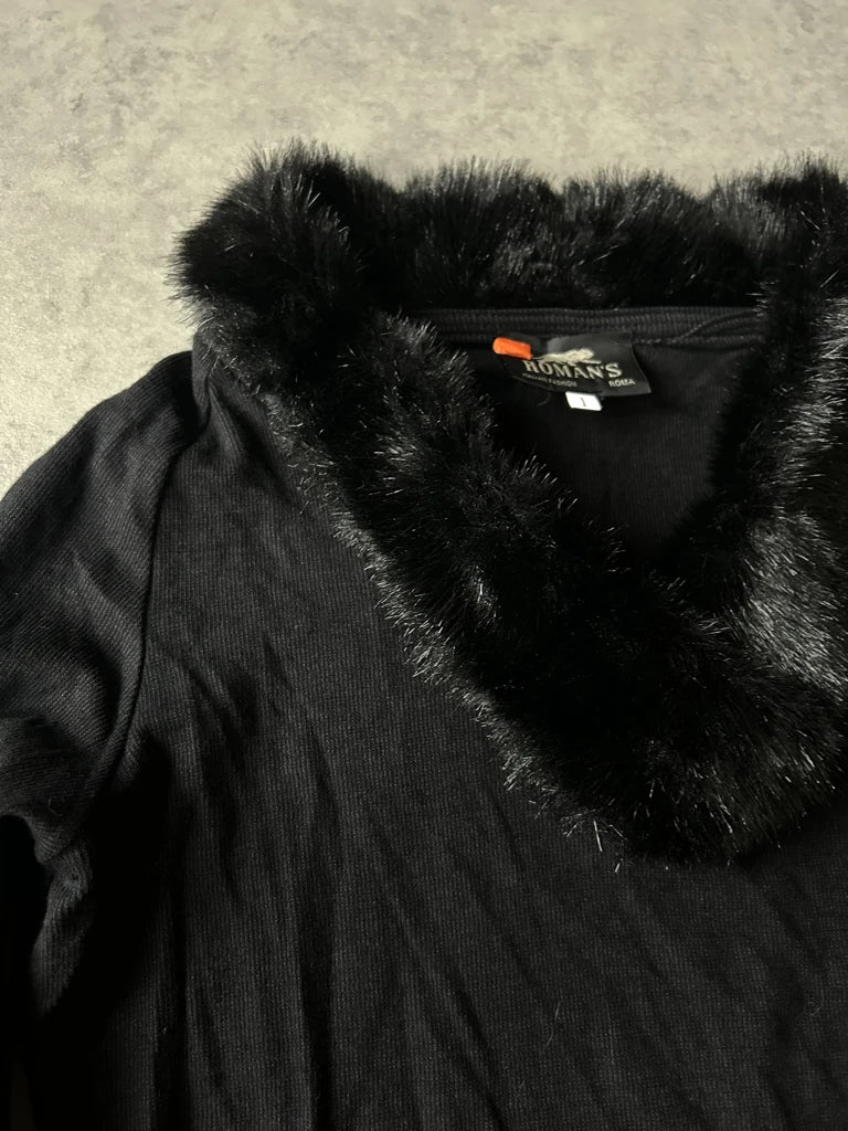 Y2K fur collar top