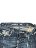 Dark Blue Embellished Pocket Bootcut Jeans (S)