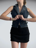 rebel brass – dark denim vest (M)