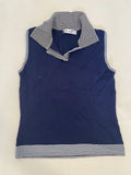 Navy Ribbed Polo Crop Top (S)