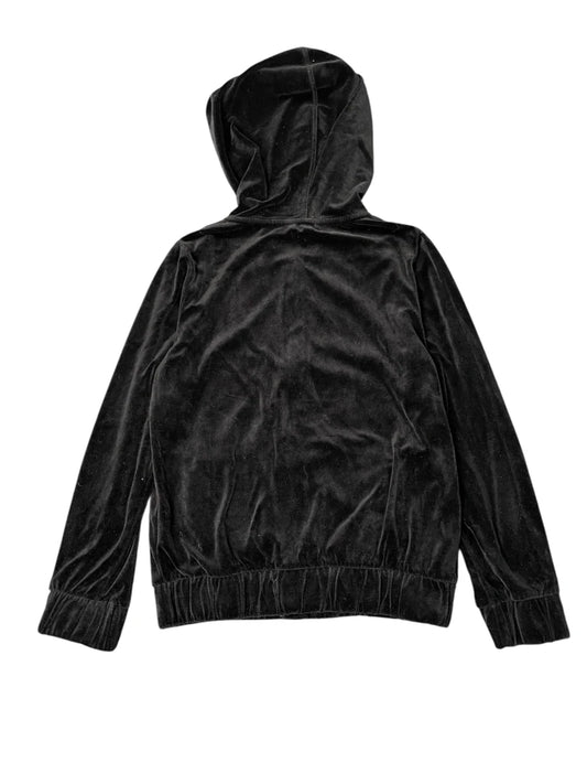 Black Juicy Couture Velour Hoodie with Crown Embroidery (M)