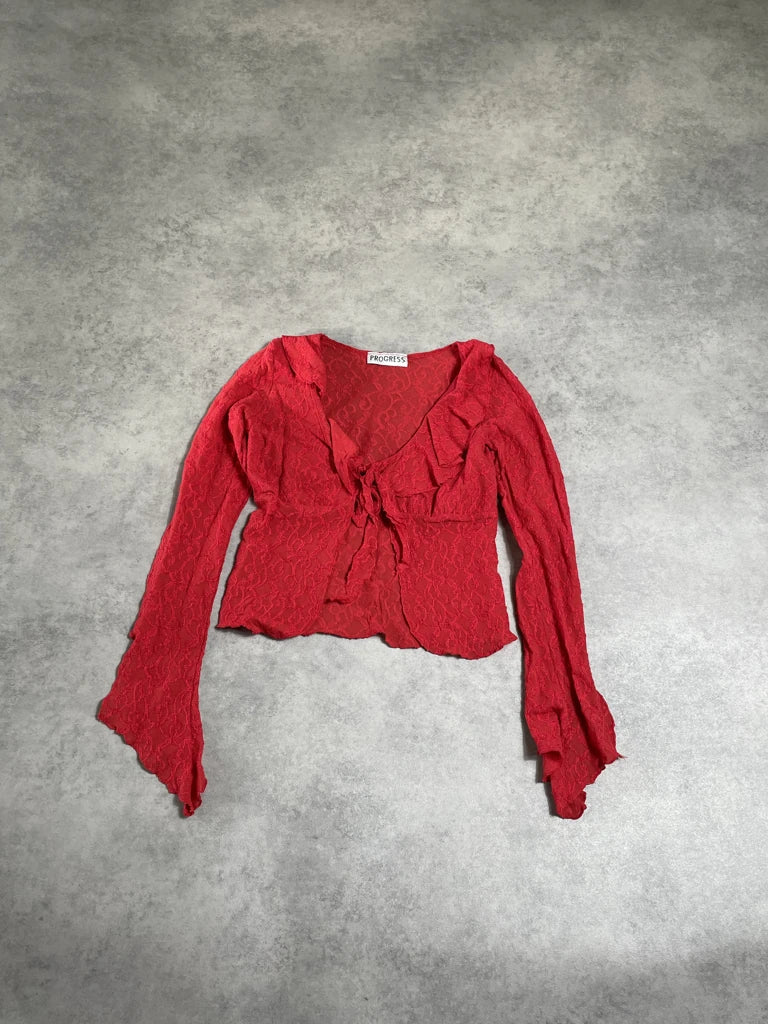 red lace long sleeve top (S)