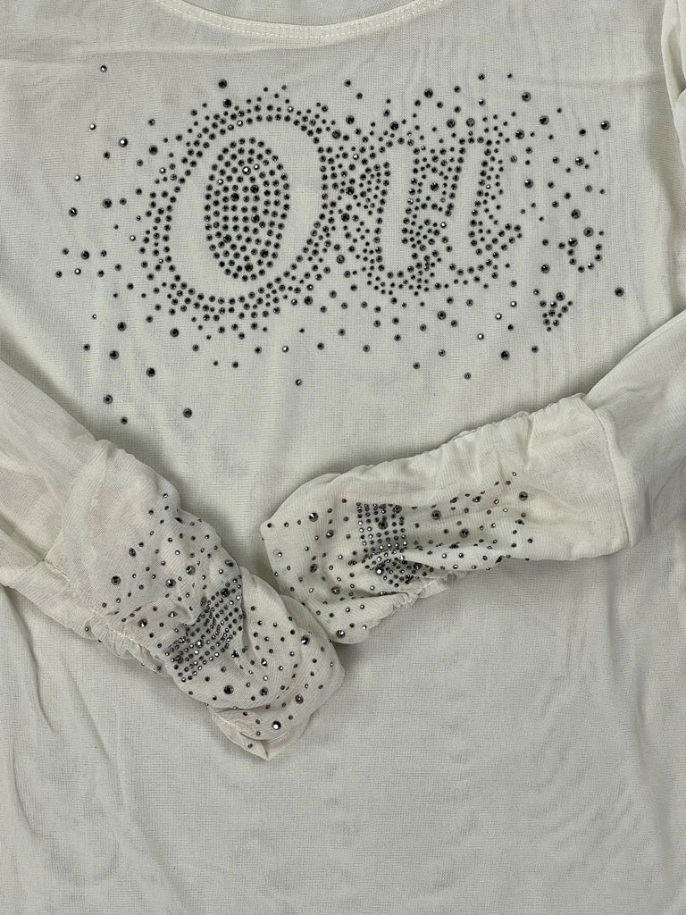 Phido Beige Rhinestone Vintage Top (M)