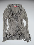 Charcoal Grey Pleated Evening Blouse (S)