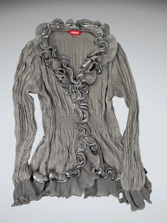 Charcoal Grey Pleated Evening Blouse (S)