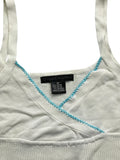 Beige Knit Tank Top with Blue Trim (M)