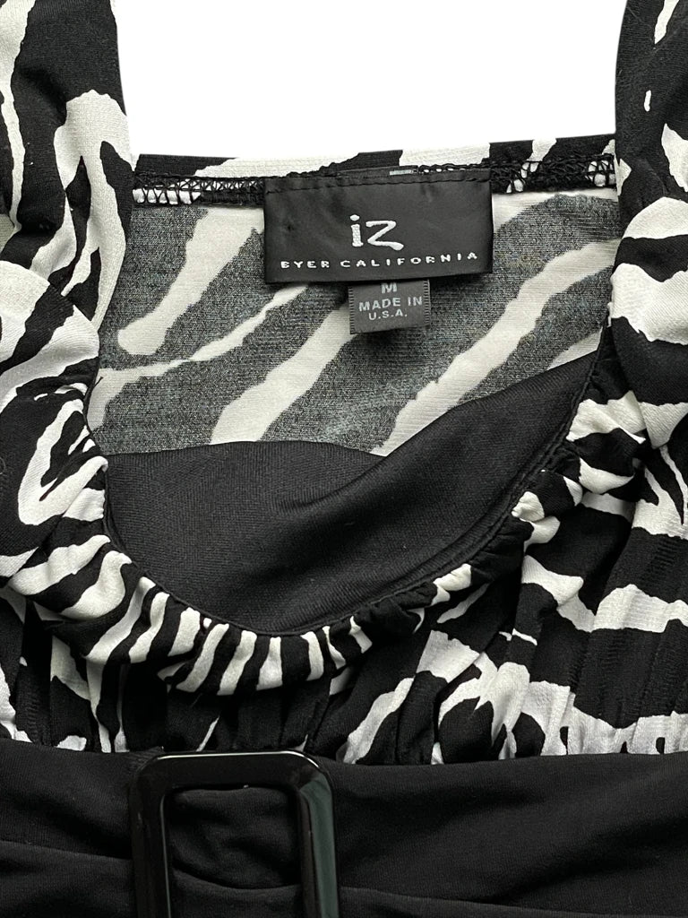 Zebra Print Belted Tunic Top (S)