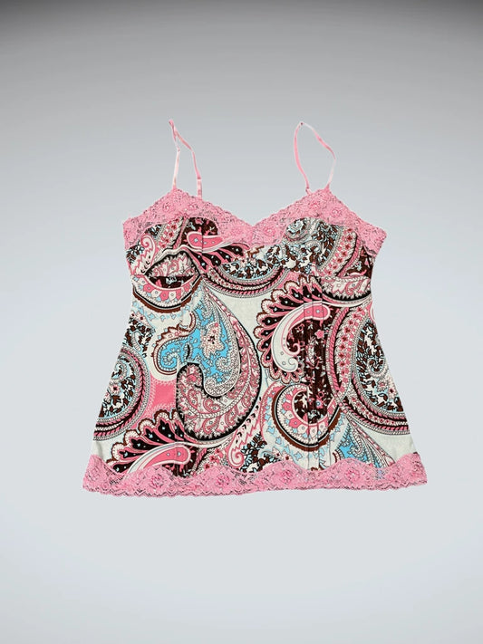 Pink Paisley Lace Trim Top (M)