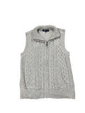Grey Sleeveless Cable Knit Zip Vest (M)