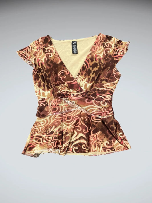 swirl mesh peplum top (S)