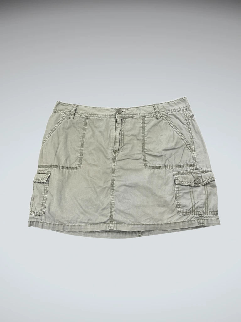 Grey Cargo Cotton Mini Skirt (L)