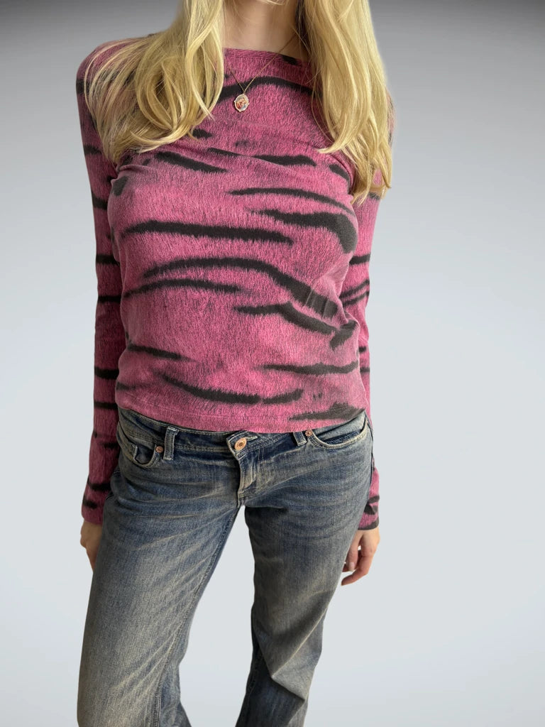 Y2K Animal Print Top
