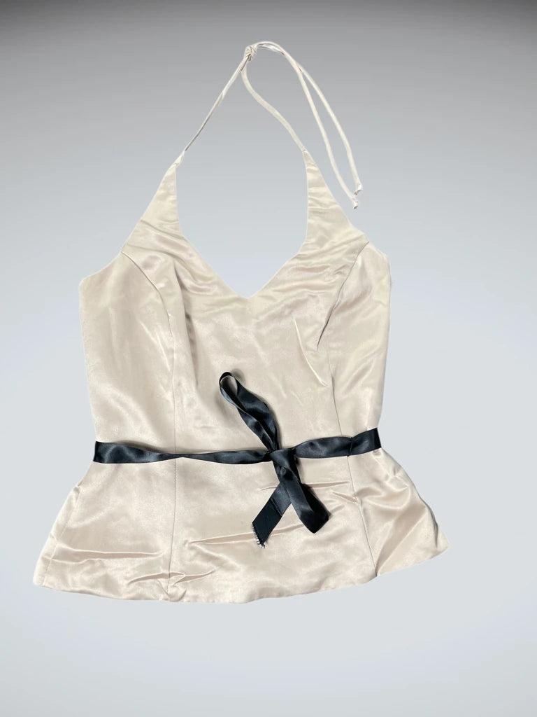 Champagne Satin Halter Top (S)