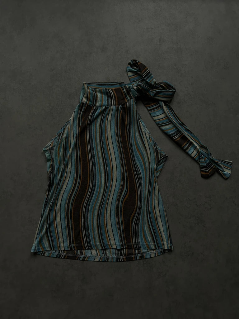 Y2k striped blue top