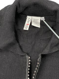 Chic-Knits Black Ribbed Zip Cardigan (L)