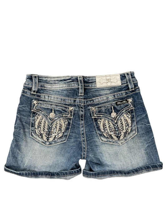 Miss Me Light Wash Rolled Hem Denim Hotpants (L)