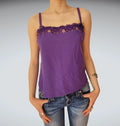 Purple Velvet Corduroy Lace Trim Camisole Top D&G Y2K (M)